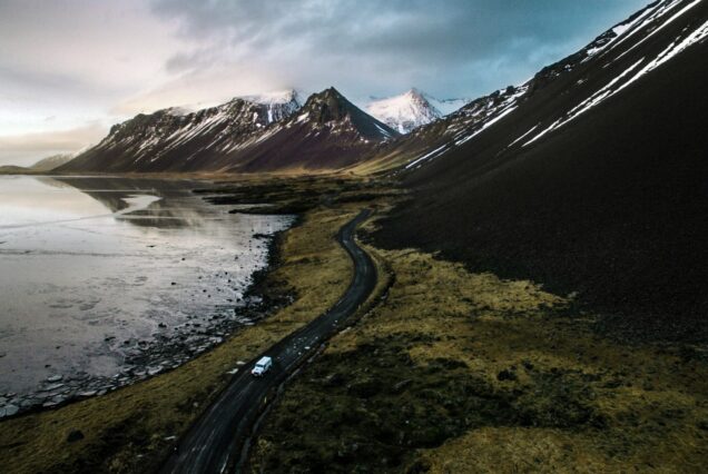 Route, paysages, montagnes, Islande