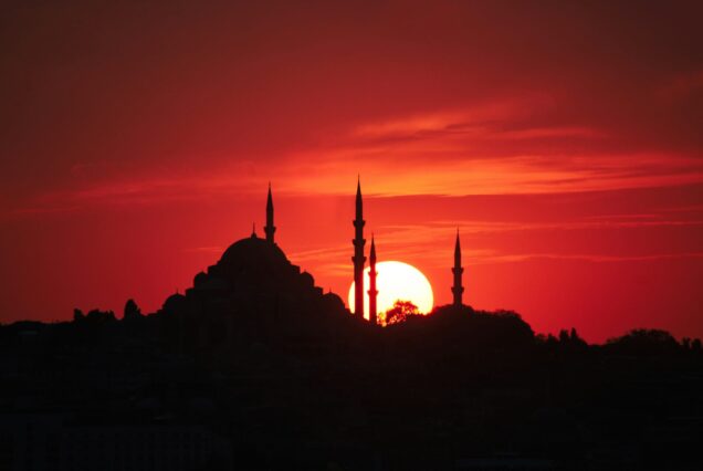 Mosquée Turquie; coucher de soleil